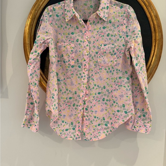 Lilly Pulitzer Pink and Green Floral Blouse - Picture 2 of 6